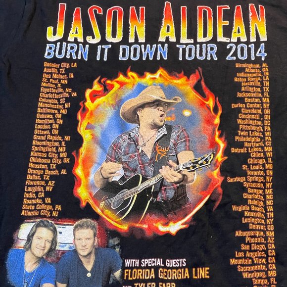 Jason Aldean 2014 "Burn It Down Tour" T-Shirt Black - Small - Picture 4 of 6